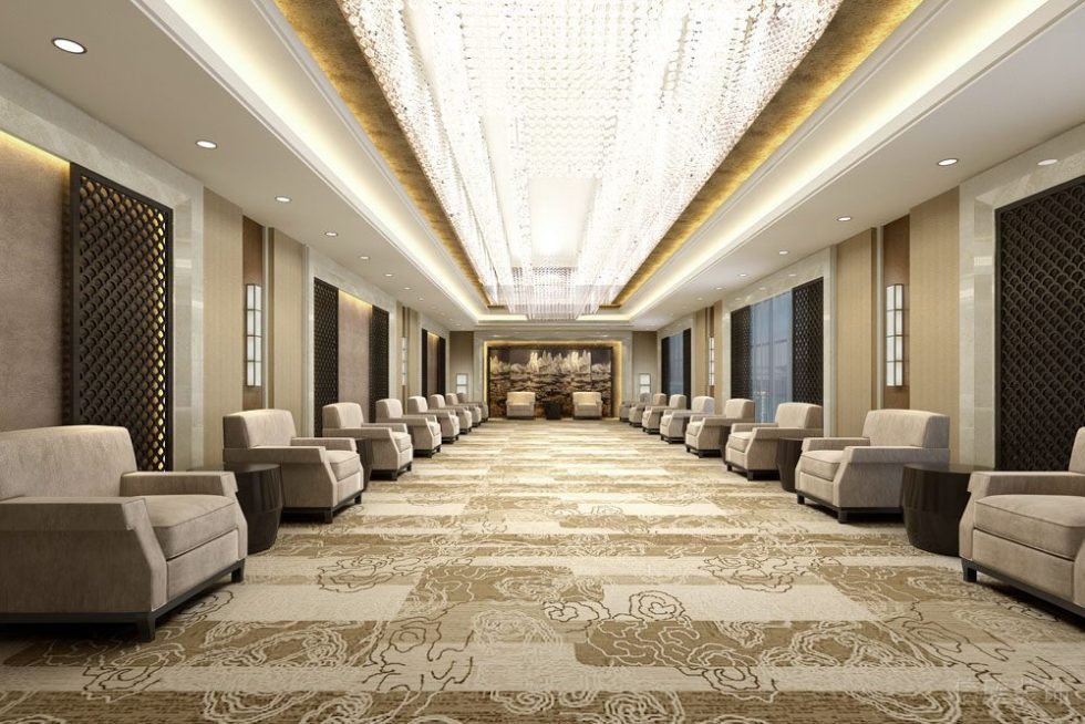 新中式雕刻壁畫會議室裝修設(shè)計(jì)