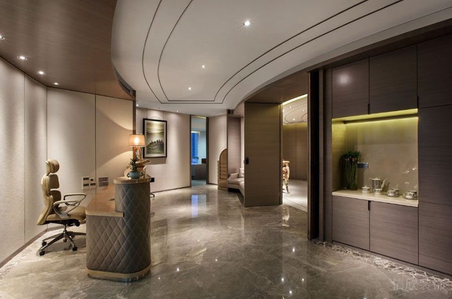 田園風(fēng)辦公室裝修_前臺(tái)