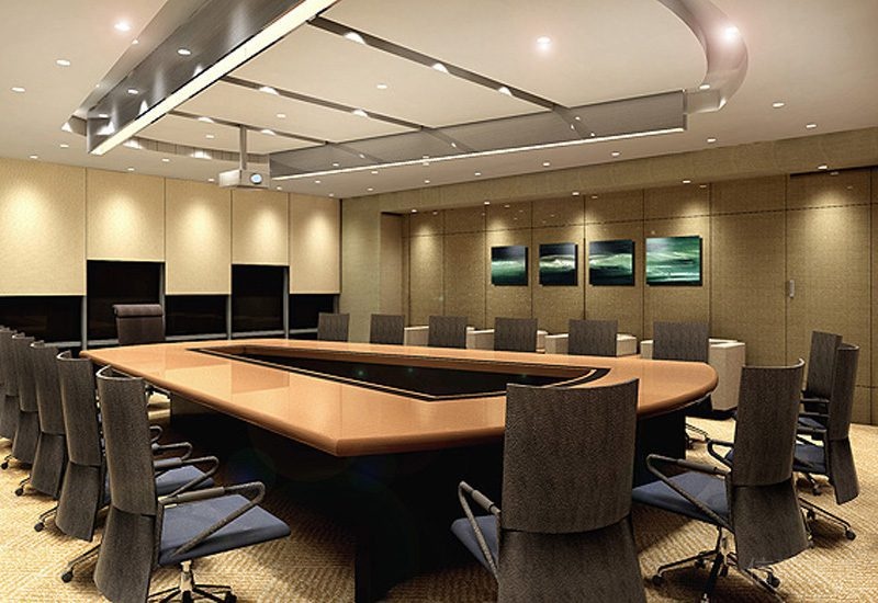 羅湖區(qū)暖色調(diào)辦公室裝修_小會議室