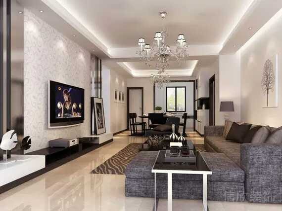 水晶吊燈l型沙發(fā)客廳設(shè)計