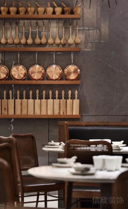 墻體設(shè)計(jì)廚具木質(zhì)展示竹編餐廳