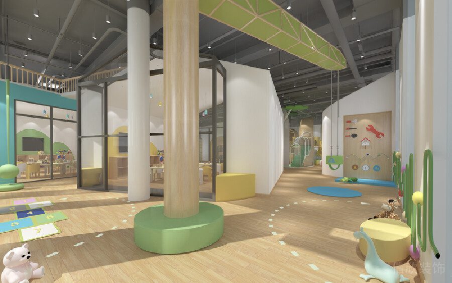 原木設(shè)計(jì)裝修兒童游樂場(chǎng)