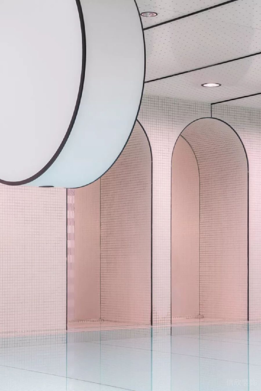 泳池設(shè)計(jì)粉藍(lán)色彩游泳培訓(xùn)少兒?jiǎn)⒚伤囆g(shù)中心機(jī)構(gòu)裝修