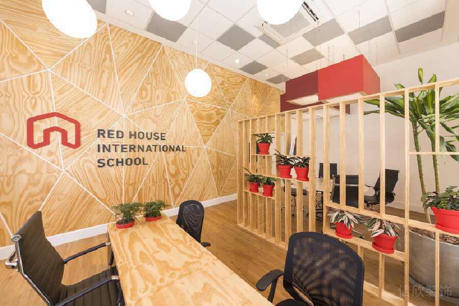 木飾面幾何背景板會議室洽談室教室鏤空墻體設(shè)計圖