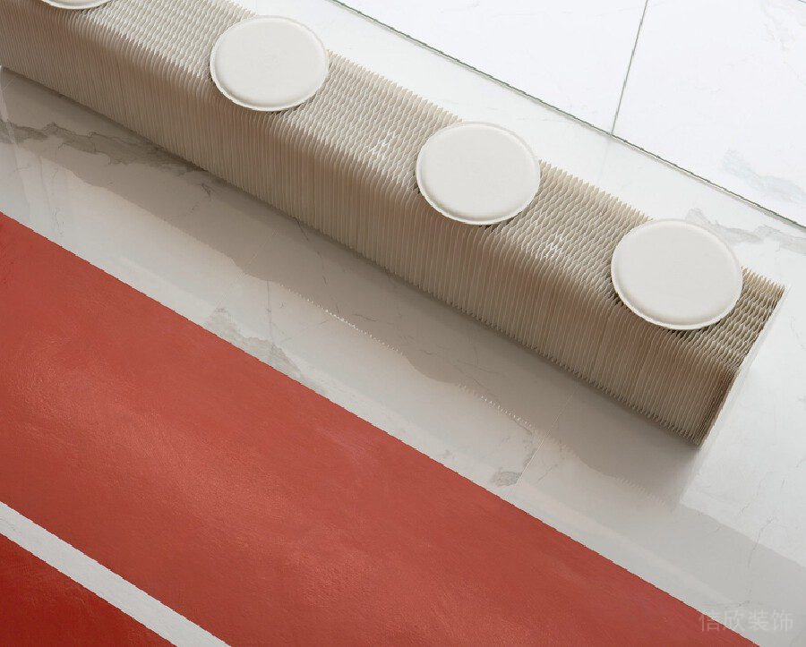 竹編長椅大理石過道裝修辦公室設(shè)計(jì)