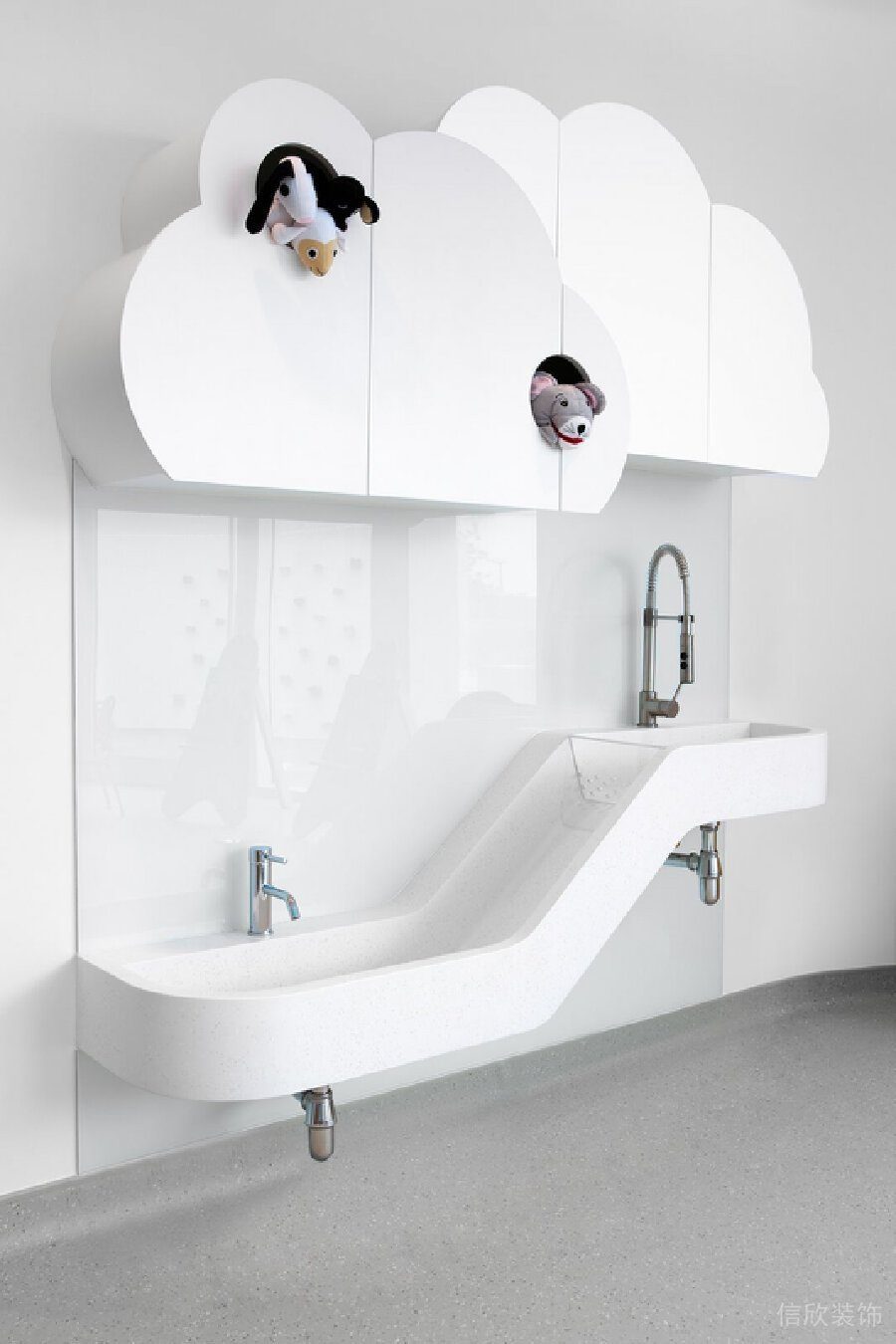 階梯式洗手池陶瓷安全洗手池裝修設計墻柜云朵