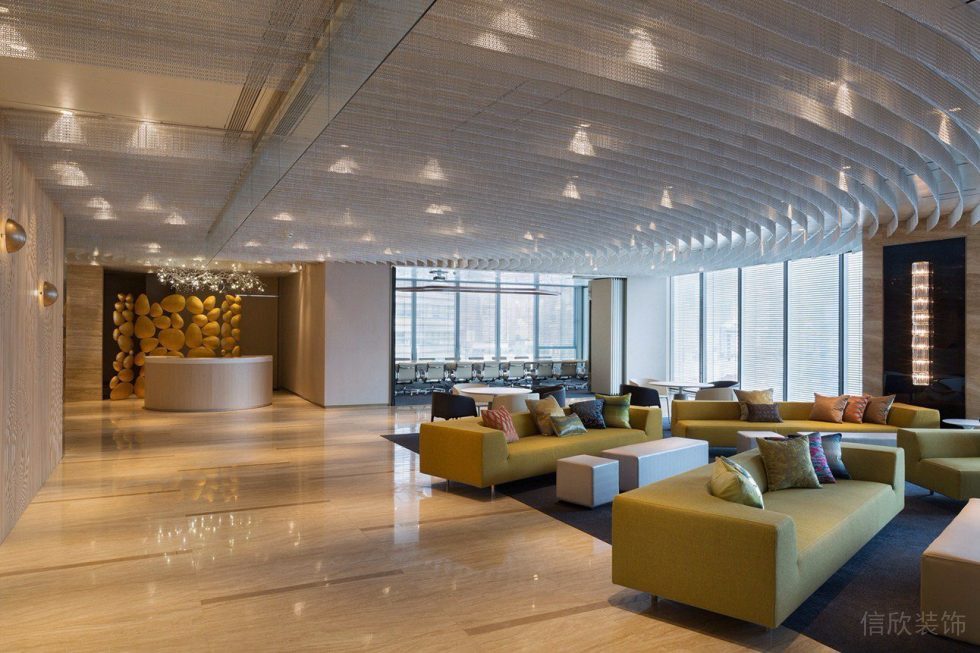 辦公室大理石過道裝修設(shè)計(jì)沙發(fā)會(huì)客區(qū)