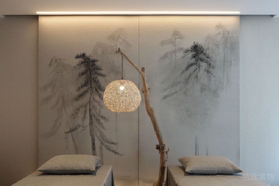 水墨畫墻體設(shè)計(jì)按摩店鋪效果