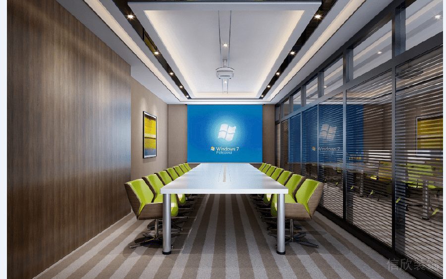 直線地毯裝修設(shè)計深色墻體裝修直線式會議室裝修