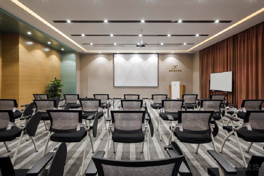 直線地毯設(shè)計會議室辦公室裝修設(shè)計射燈效果