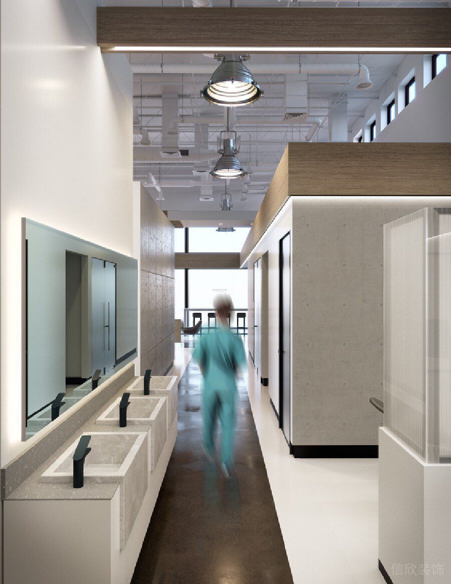 木制天花房梁設(shè)計(jì)辦公室設(shè)計(jì)牙科機(jī)構(gòu)洗手消毒區(qū)域