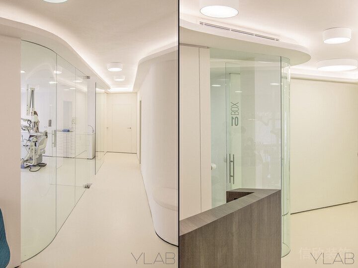 現(xiàn)代奶油色米黃過(guò)道辦公室弧線效果圖