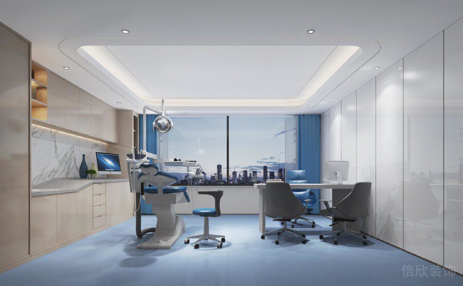 醫(yī)生就診室現(xiàn)代楓木墻體斜面設計效果圖