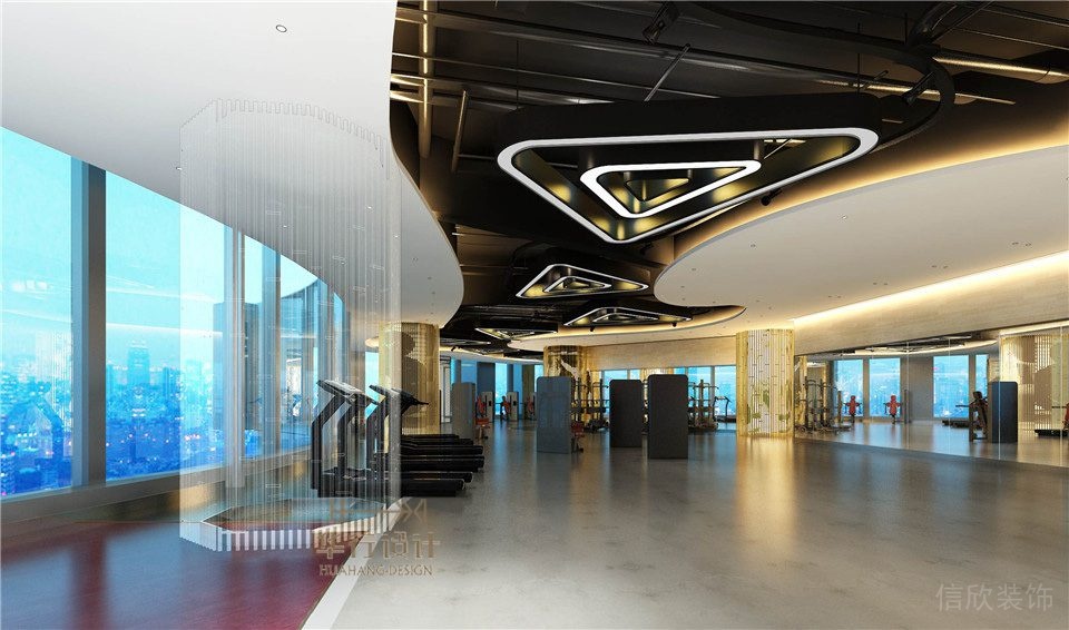 鏤空天花創(chuàng)意設(shè)計(jì)弧線線條金色暖燈led燈帶設(shè)計(jì)效果圖辦公室