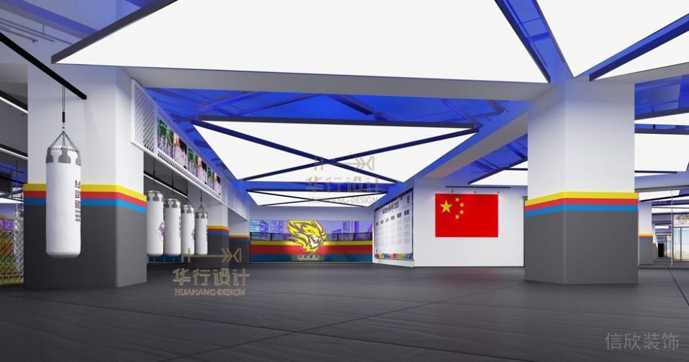 跆拳道沙袋吊頂創(chuàng)意設(shè)計(jì)培訓(xùn)機(jī)構(gòu)橡膠防滑地板