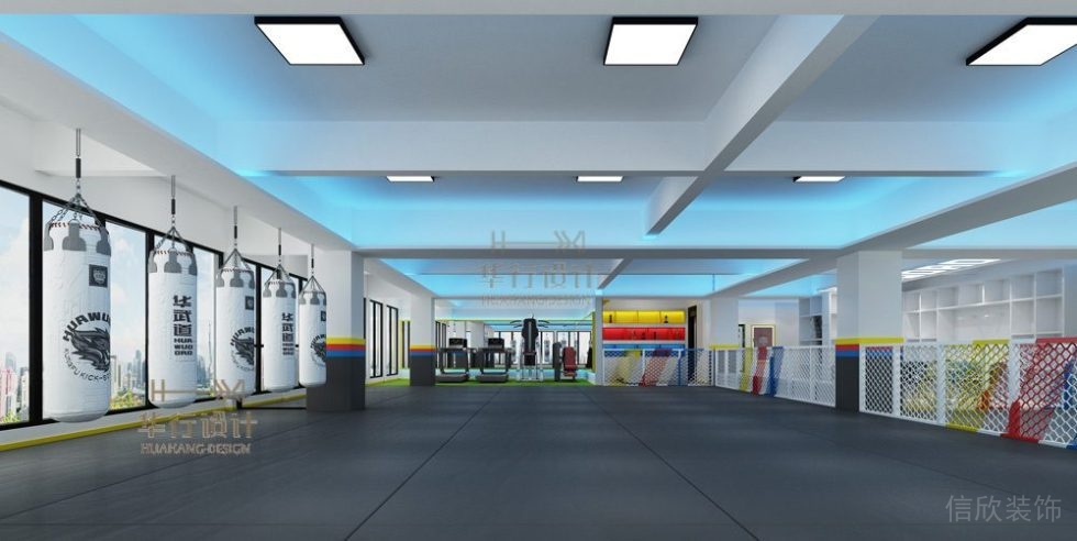 華武道惠州一店健身房裝飾設(shè)計_搏擊區(qū)