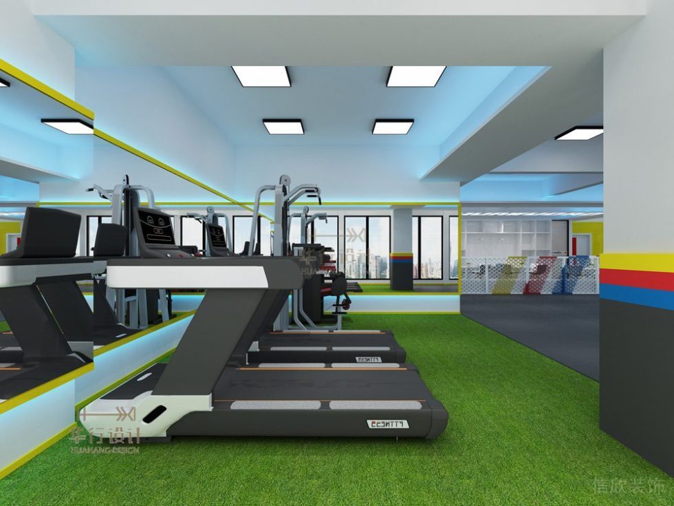 華武道惠州一店健身房裝飾設(shè)計_跑步區(qū)