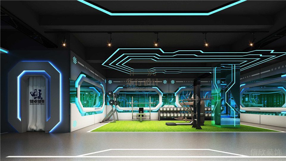 現(xiàn)代簡約健身房裝修設(shè)計墻體玻璃設(shè)計