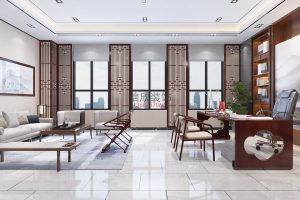 中式屏風(fēng)隔斷通體平推門(mén)創(chuàng)意會(huì)議室辦公室裝修