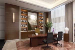 原木風(fēng)總裁辦公室創(chuàng)意設(shè)計(jì)大理石地板設(shè)計(jì)