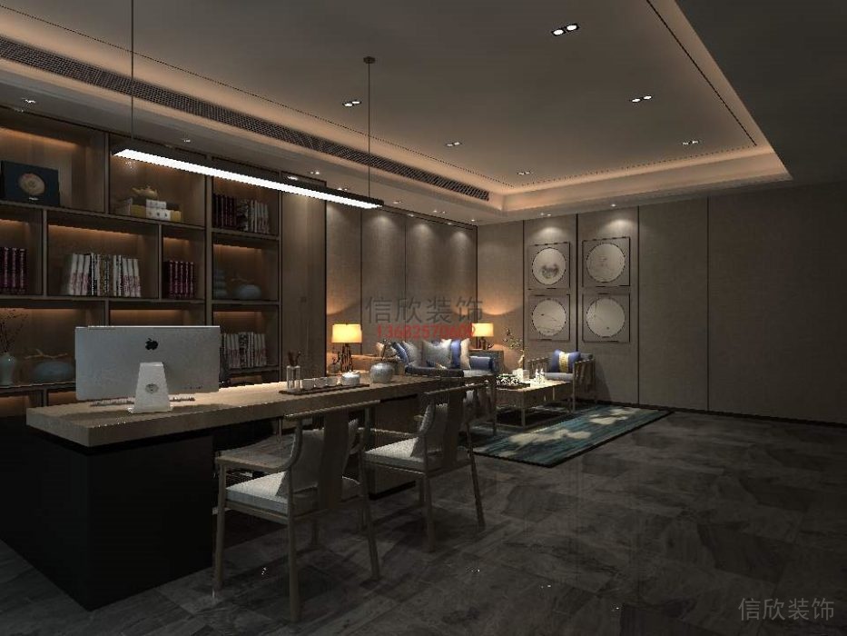 復(fù)古中式風(fēng)大理石工作桌設(shè)計(jì)總裁辦公室