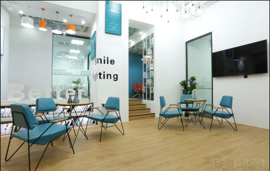 墻體設(shè)計英文彩繪公共休息區(qū)語言培訓(xùn)機構(gòu)裝修原木風(fēng)