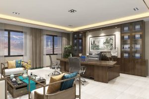 中式辦公室裝修董事長(zhǎng)室-蜆山文化