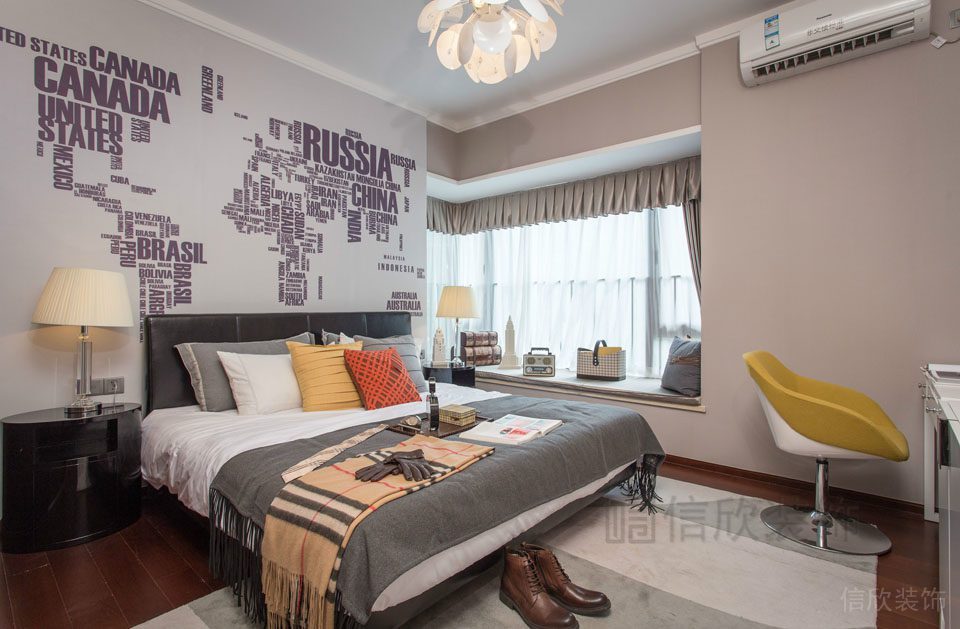 臥室設計英倫風墻紙創意設計簡約效果圖