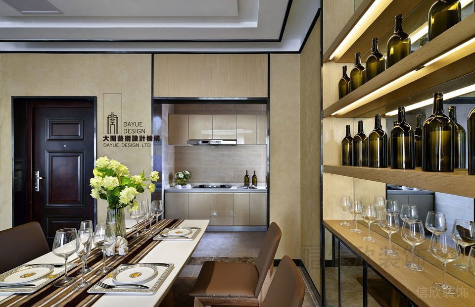 開放式區域就餐區大理石墻體裝修效果整屋智能精品房裝修效果圖設計學區房設計