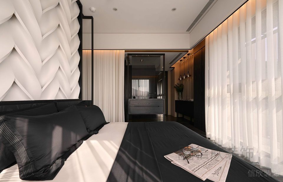 黑白色調臥室裝修全屋定制墻體創(chuàng)意設計白色創(chuàng)意裝修
