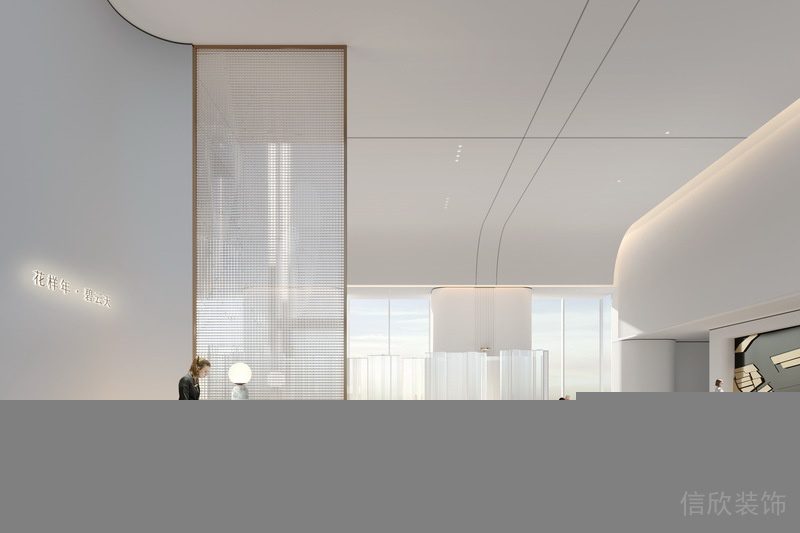 辦公室過道裝修效果圖純白現(xiàn)代效果圖玻璃肌理設(shè)計圖