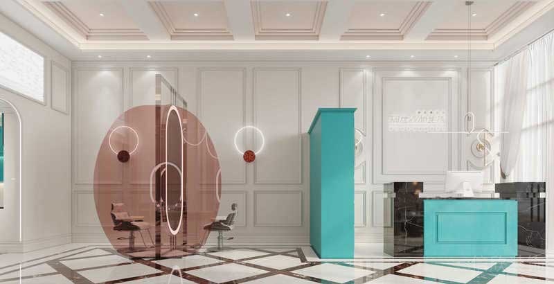 簡約風(fēng)創(chuàng)意大理石菱形地板古典石膏線大廳設(shè)計(jì)