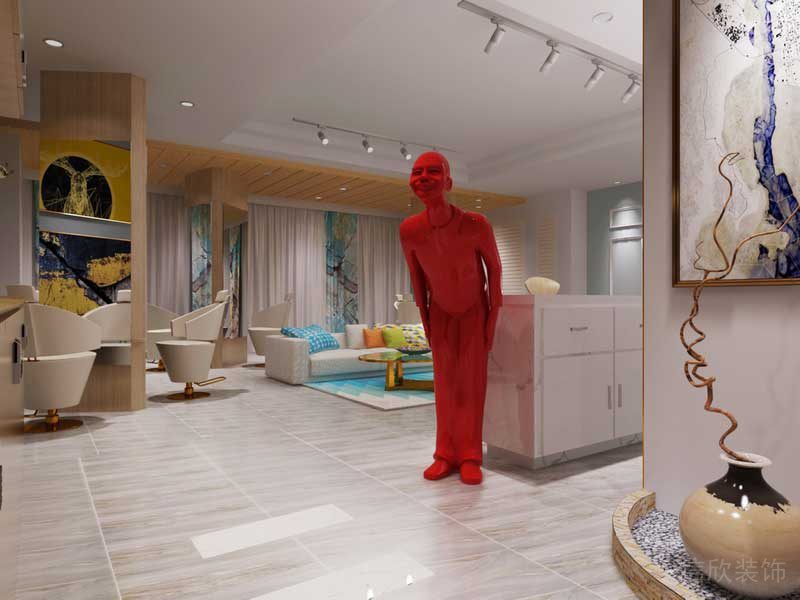 北歐風(fēng)藝術(shù)高級(jí)瑜伽機(jī)構(gòu)大廳休息區(qū)裝修效果圖