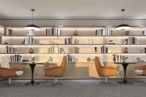 辦公室現(xiàn)代風閱讀休閑書吧效果圖