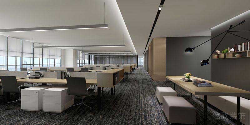 辦公室現代簡約辦公區效果圖