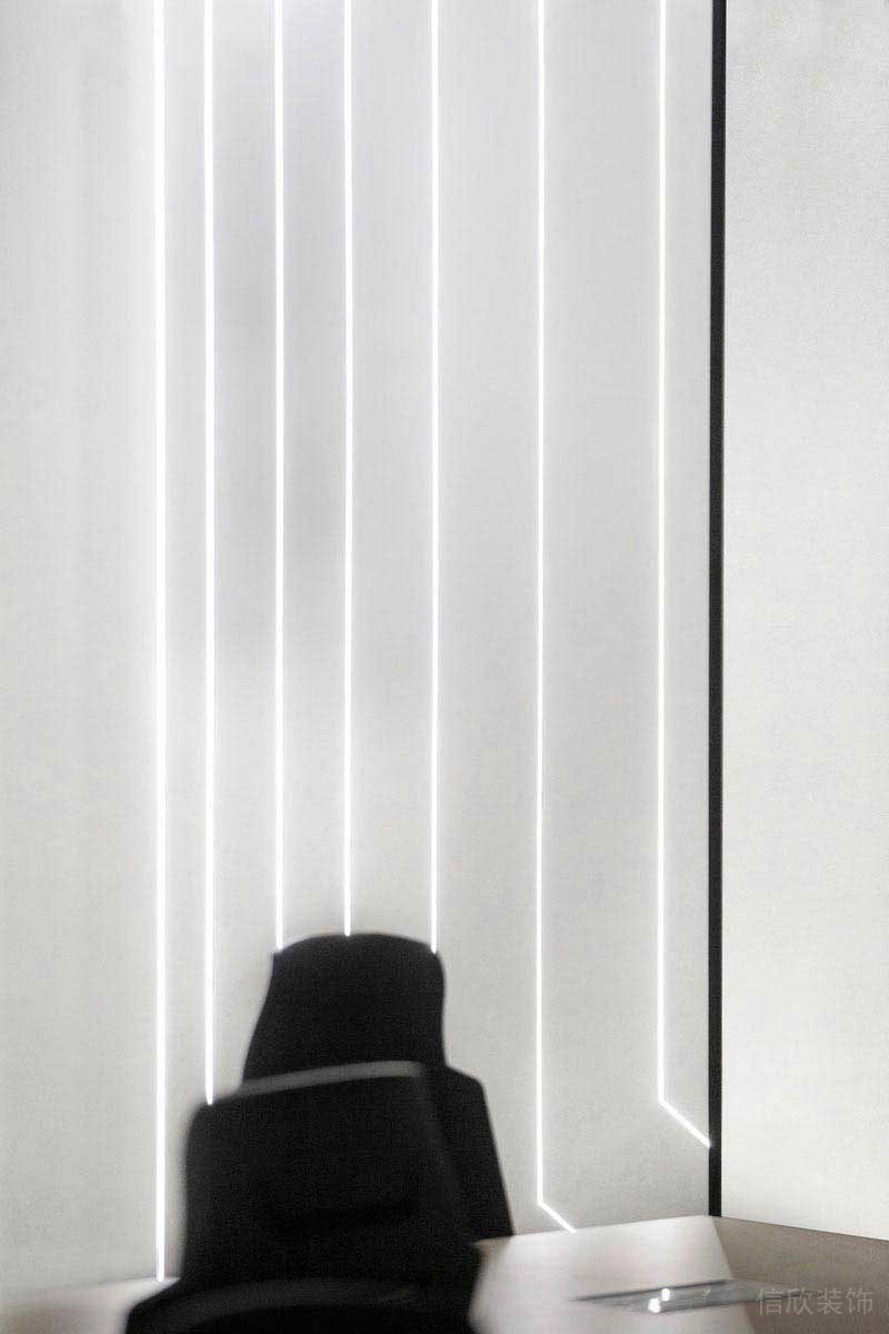 辦公室現代簡約風白色背景墻效果圖