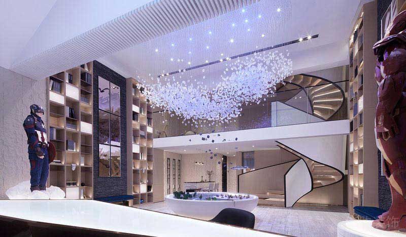 辦公室現(xiàn)代輕奢風(fēng)大廳效果圖 (2)