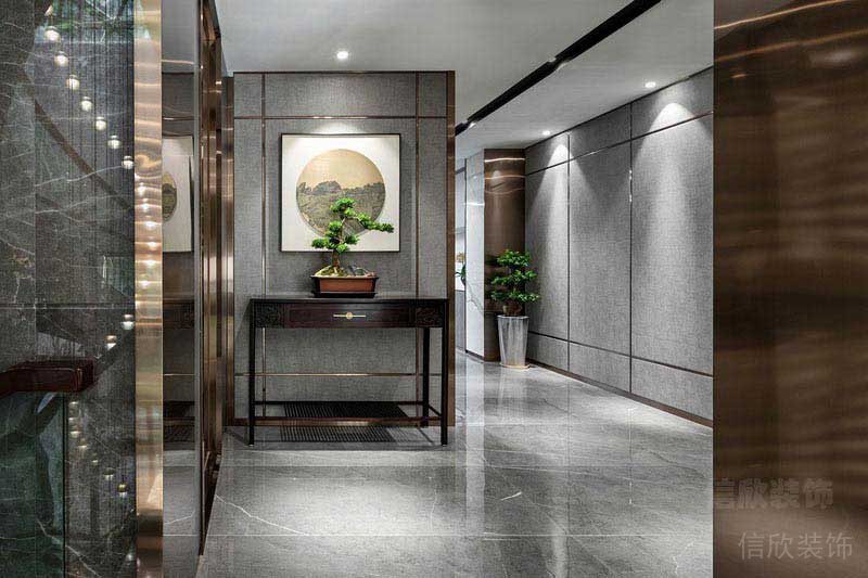 辦公室現(xiàn)代輕奢風(fēng)玄關(guān)大理石背景墻效果圖
