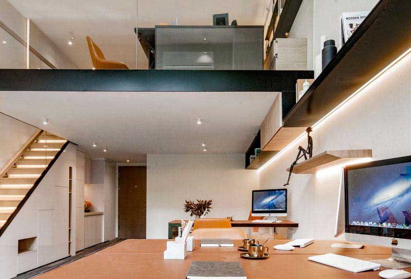 辦公室現(xiàn)代輕奢風(fēng)一樓辦公區(qū)效果圖