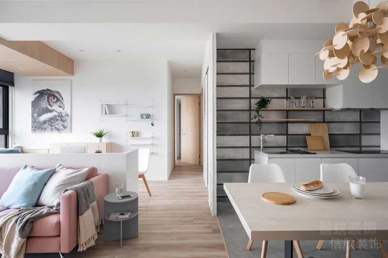 北歐風格家居客餐廳粉紅色沙發(fā)