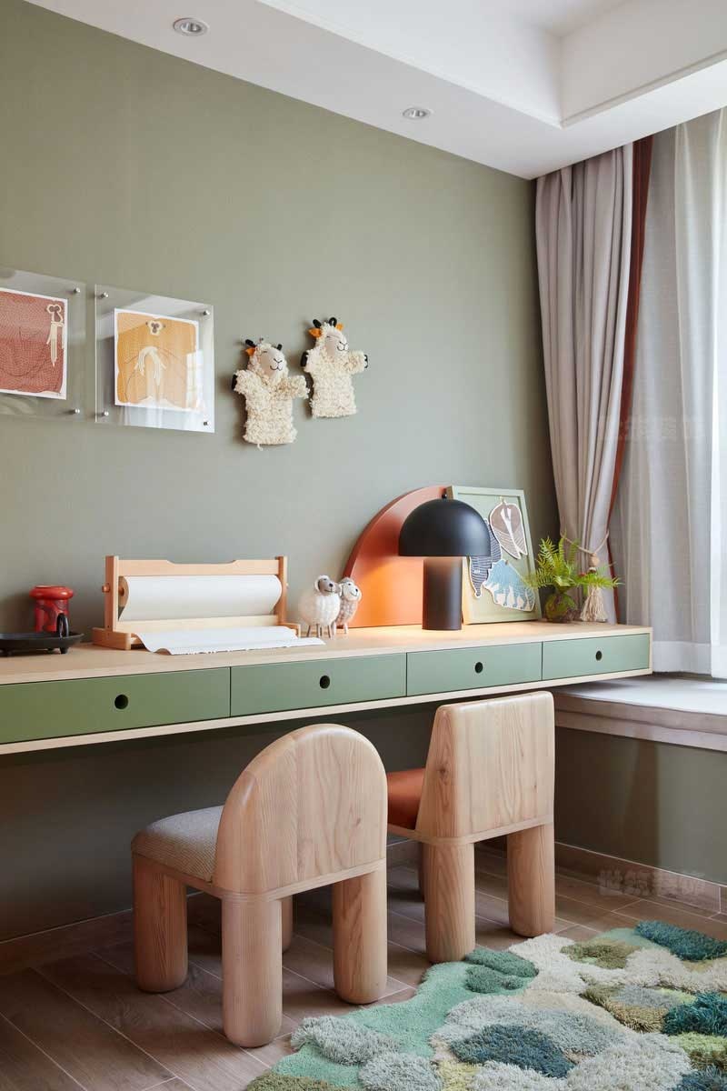 北歐風格樣板間兒童房閱讀區實景圖