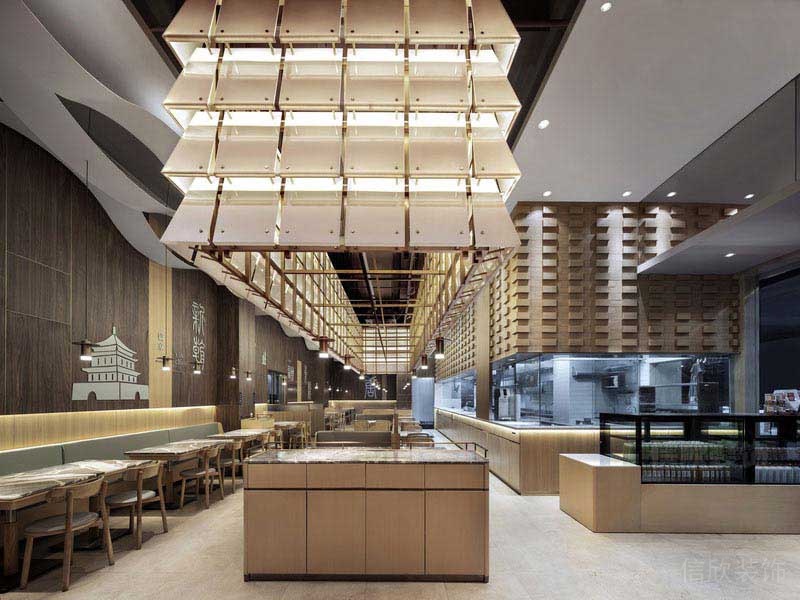 餐廳現(xiàn)代風(fēng)金屬藝術(shù)吊頂效果圖