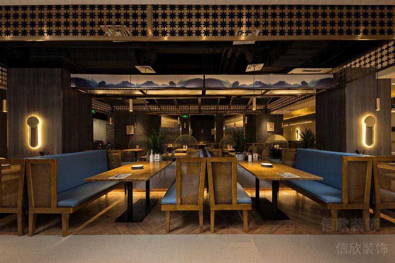 餐廳現(xiàn)代風(fēng)木藝卡座效果圖