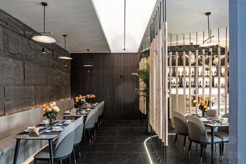 餐廳現(xiàn)代風(fēng)用餐區(qū)文化石背景墻效果圖