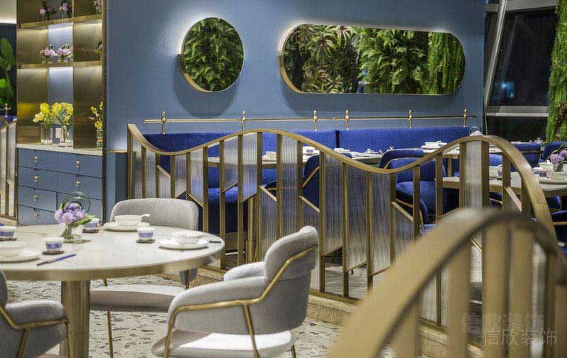 餐廳現(xiàn)代輕奢風(fēng)金屬大理石桌面餐桌效果圖