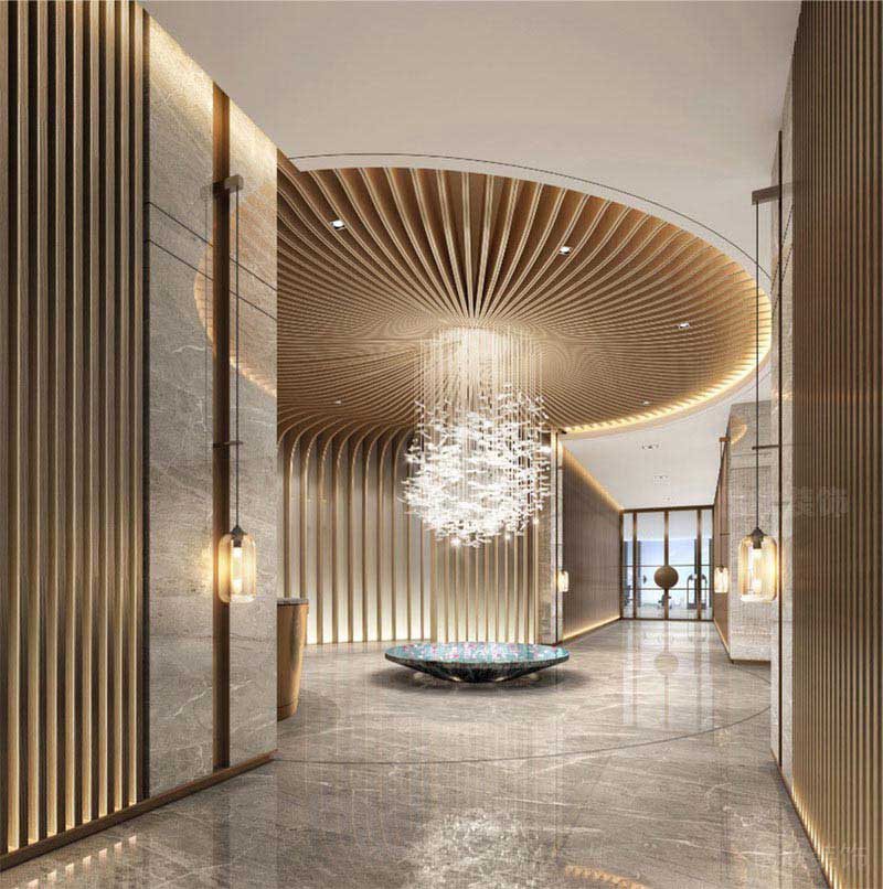 大廳圓形木質(zhì)吊頂設(shè)計方案