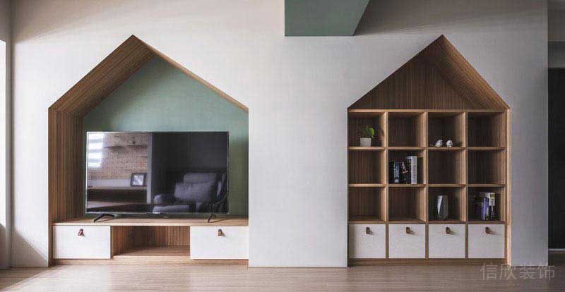 二手房改造北歐風(fēng)電視背景墻效果圖 (2)