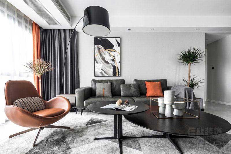 二手房改造后現代風黑白灰沙發(fā)背景墻效果圖