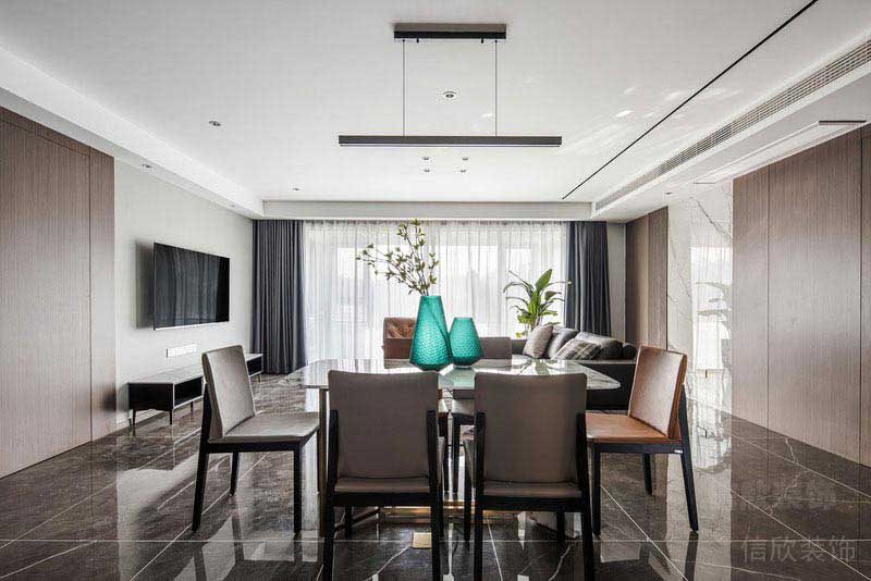 二手房改造現(xiàn)代簡(jiǎn)約風(fēng)客餐廳效果圖
