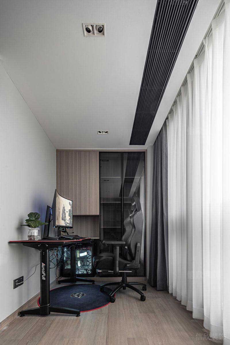 二手房改造現(xiàn)代簡約風(fēng)陽臺電腦桌效果圖